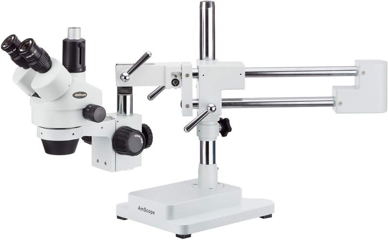 AmScope AmScope SM4T Professional Trinocular Stereo Zoom Microscope WH10x Eyepieces 7X45X Magnification 07X45X Zoom Objective Ambient Lighting DoubleArm Boom Stand  - Image 2