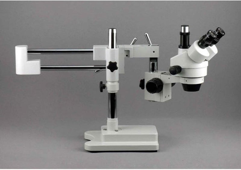 AmScope AmScope SM4T Professional Trinocular Stereo Zoom Microscope WH10x Eyepieces 7X45X Magnification 07X45X Zoom Objective Ambient Lighting DoubleArm Boom Stand  - Image 3