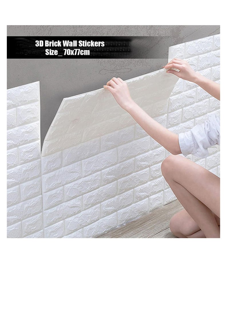 𝐅𝐅𝐃 ملصقات حائط ثلاثية الأبعاد من الطوب - ألواح إسفنجية آمنة وصديقة للبيئة، تصميم ذاتي اللصق بنفسك، نمط قرميد حديث واقعي، عازل للصوت وناعم لحماية الأسرة، سهل التركيب، 70 × 77 سم (10 قطع) - Image 2