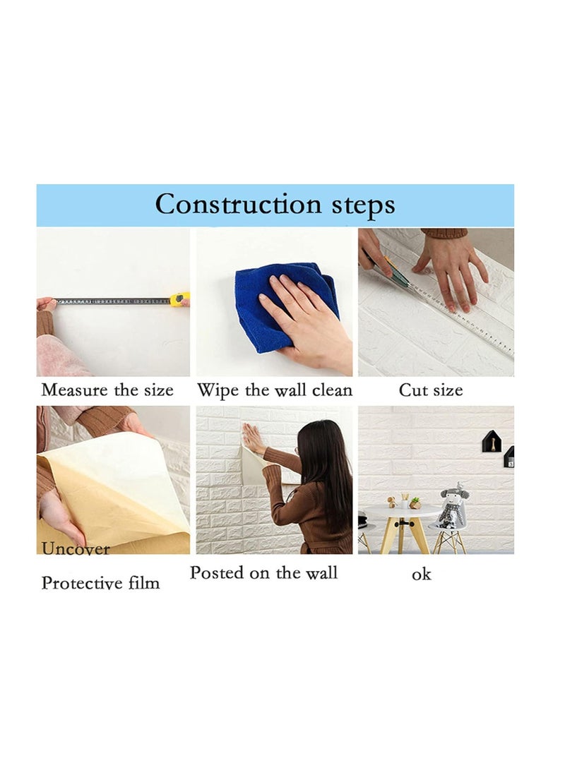 𝐅𝐅𝐃 ملصقات حائط ثلاثية الأبعاد من الطوب - ألواح إسفنجية آمنة وصديقة للبيئة، تصميم ذاتي اللصق بنفسك، نمط قرميد حديث واقعي، عازل للصوت وناعم لحماية الأسرة، سهل التركيب، 70 × 77 سم (10 قطع) - Image 3