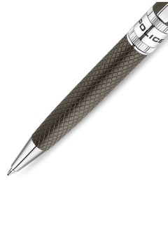 POLICE Serif.2 Grey Stainless Steel Textured Pen with Silver Trims and Blue Ink  - Image 3