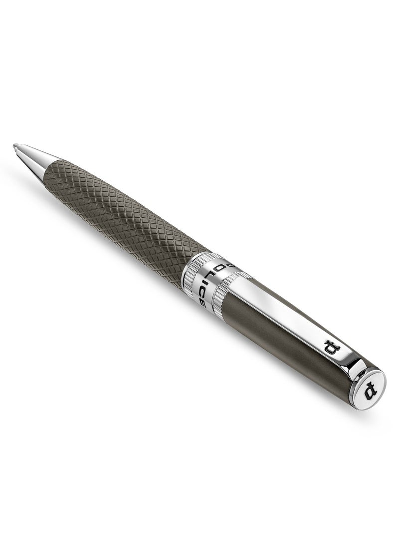 POLICE Serif.2 Grey Stainless Steel Textured Pen with Silver Trims and Blue Ink - Image 2