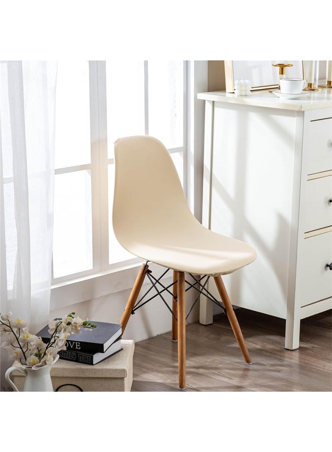 Taimi Office, Dining, Kitchen and Living Room Plastic Chair with Wooden Legs khaki 70x40x40cm  - Image 2
