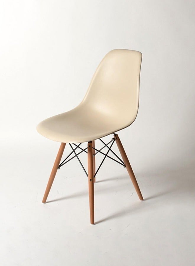 Taimi Office, Dining, Kitchen and Living Room Plastic Chair with Wooden Legs khaki 70x40x40cm  - Image 3