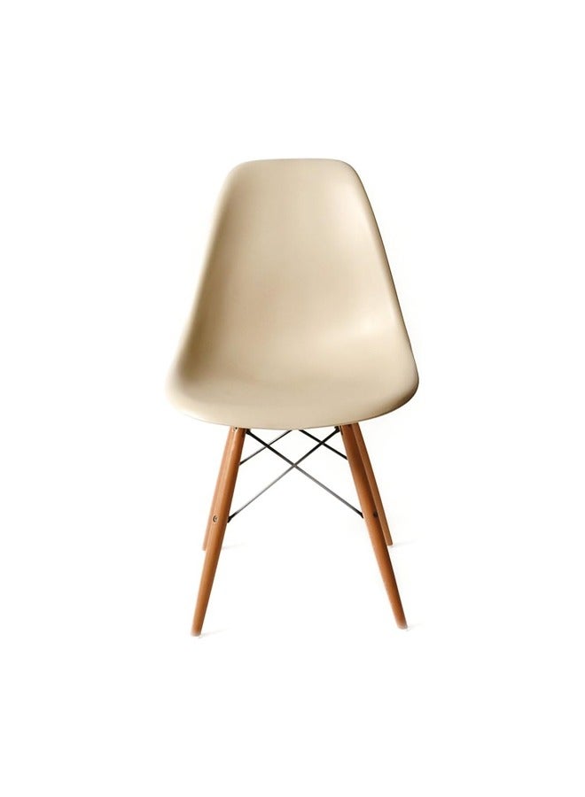 Taimi Office, Dining, Kitchen and Living Room Plastic Chair with Wooden Legs khaki 70x40x40cm  - Image 5