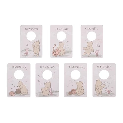 NoJo Disney Classic Winnie The Pooh Ivory Tan and Sage Nursery Baby Closet Dividers Set of 7 Newborn to 24 Months - Image 1