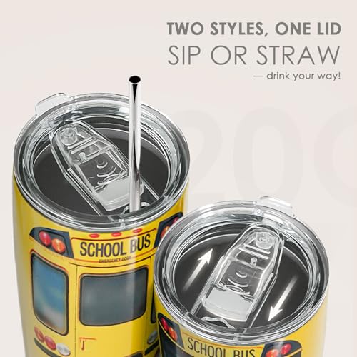 SANDJEST Bus Driver Tumbler - School Bus 20 oz Stainless Steel Double Wall Vacuum Tumblers Coffee Travel Mug - Thermal Cups Birthday, Christmas, Back To School Gifts for Men, Women, Friends, Besties - Image 5