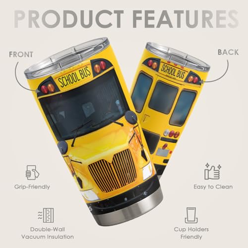 SANDJEST Bus Driver Tumbler - School Bus 20 oz Stainless Steel Double Wall Vacuum Tumblers Coffee Travel Mug - Thermal Cups Birthday, Christmas, Back To School Gifts for Men, Women, Friends, Besties - Image 2
