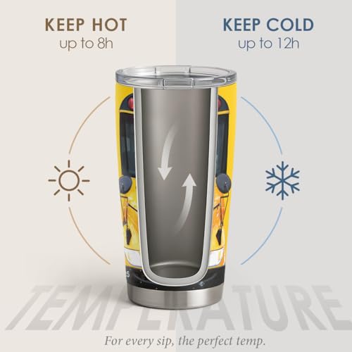 SANDJEST Bus Driver Tumbler - School Bus 20 oz Stainless Steel Double Wall Vacuum Tumblers Coffee Travel Mug - Thermal Cups Birthday, Christmas, Back To School Gifts for Men, Women, Friends, Besties - Image 3
