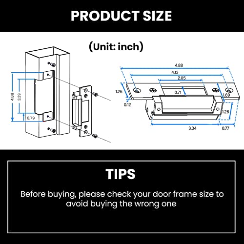 WIRELEL 2026 Upgraded ANSI Standard Heavy Duty Electric Door Strike Lock for Door Access Control System FailSecureFailSafe Adjustable Access Control Cylindrical Locksets Input Voltage 12VDCBlack - Image 3