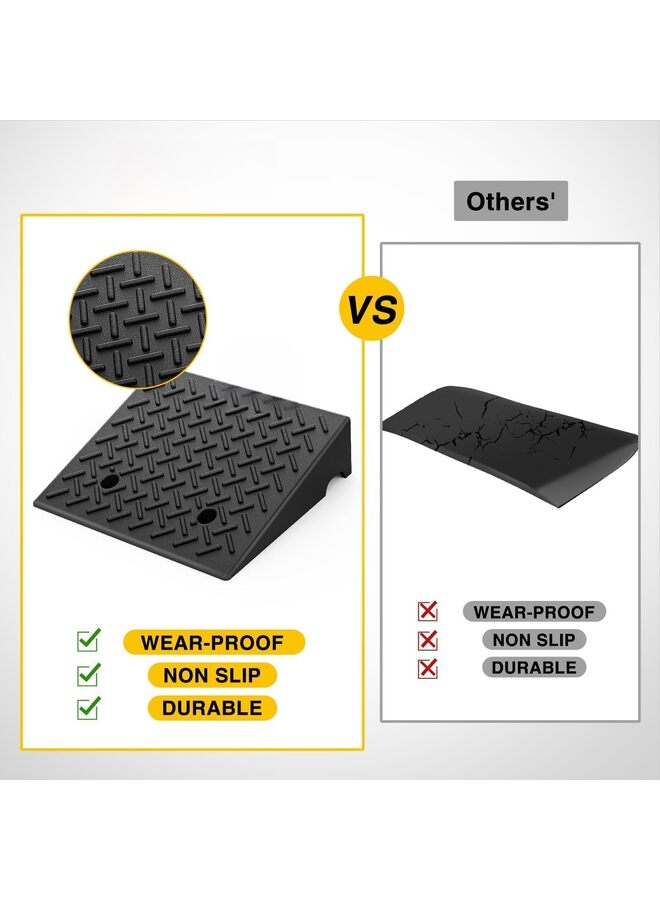 LAMAY 2pcs Rubber Curb Ramps,6.3" Rise Height Heavy Duty Rubber Threshold Ramp, Portable Driveway Ramps for Cars Wheelchairs Scooter Lawn Mower, 7000lbs Load Capacity - Image 2