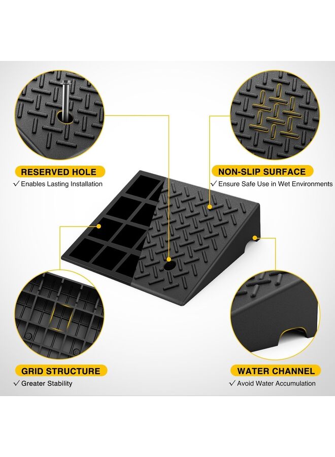 LAMAY 2pcs Rubber Curb Ramps,6.3" Rise Height Heavy Duty Rubber Threshold Ramp, Portable Driveway Ramps for Cars Wheelchairs Scooter Lawn Mower, 7000lbs Load Capacity - Image 3