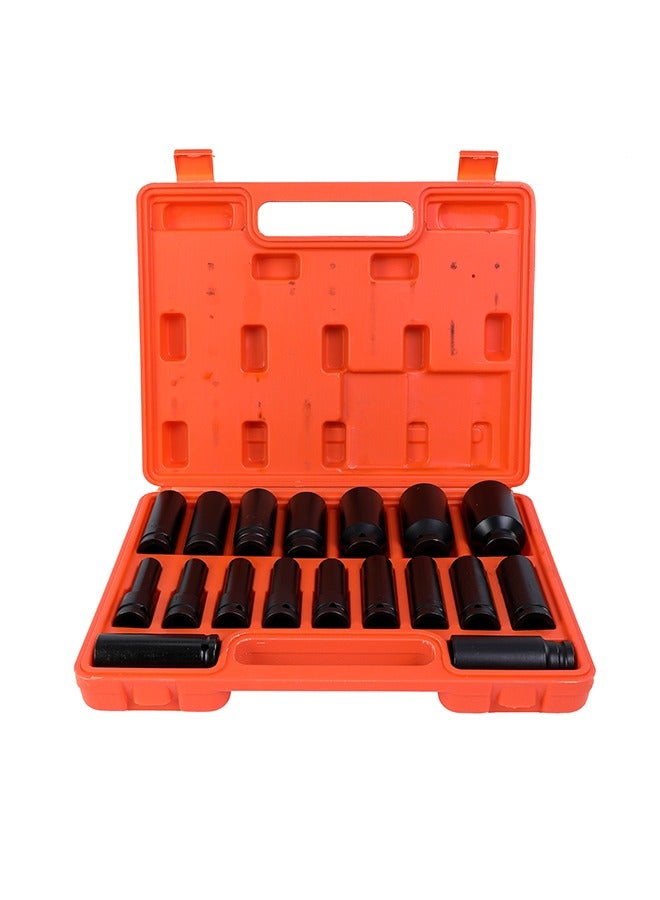 LAWAZIM Drive Socket Set -18 Pieces 1/2inch Drive- Heavy-Duty CR-MO Steel with Carrying Case - Professional Socket Wrench Kit for Automotive Repair Mechanical Work Engine Maintenance and DIY Projects - Image 1