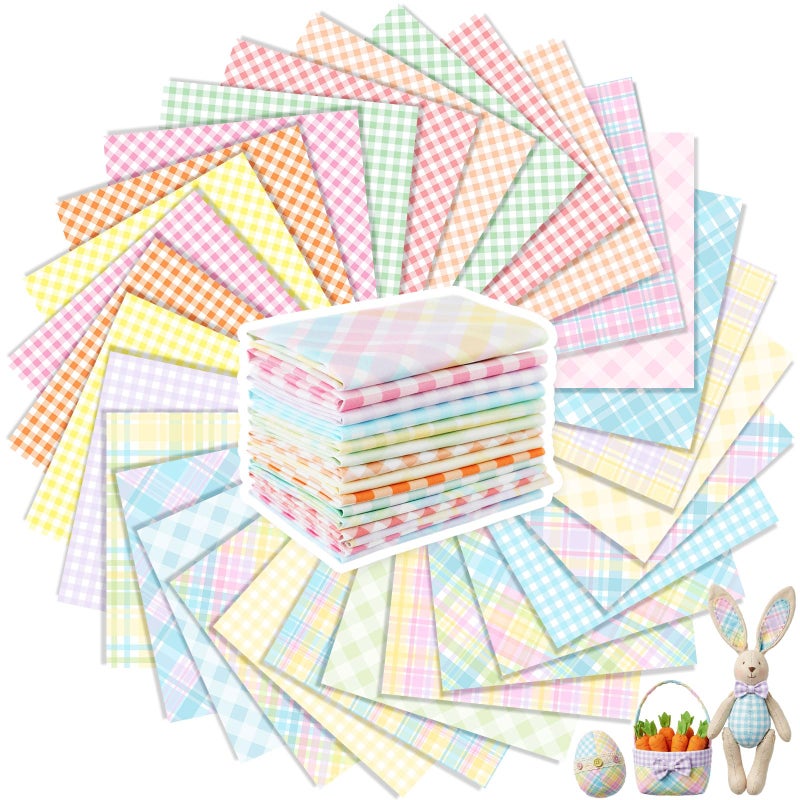Tatuo 30 Pcs 10 x 10 Inches Pastel Gingham Cotton Fabric Bundle Squares Patchwork Checkered Fabric Sewing Quilting Bundles Assorted Pattern Cloth for DIY Scrapbook Craft Making - Image 2