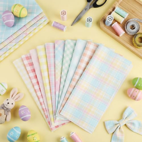 Tatuo 30 Pcs 10 x 10 Inches Pastel Gingham Cotton Fabric Bundle Squares Patchwork Checkered Fabric Sewing Quilting Bundles Assorted Pattern Cloth for DIY Scrapbook Craft Making - Image 3