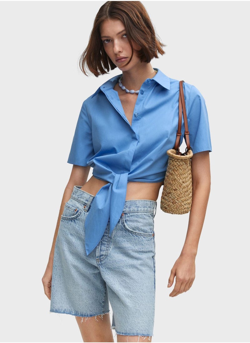 MANGO - Button Down Crop Top - Image 1