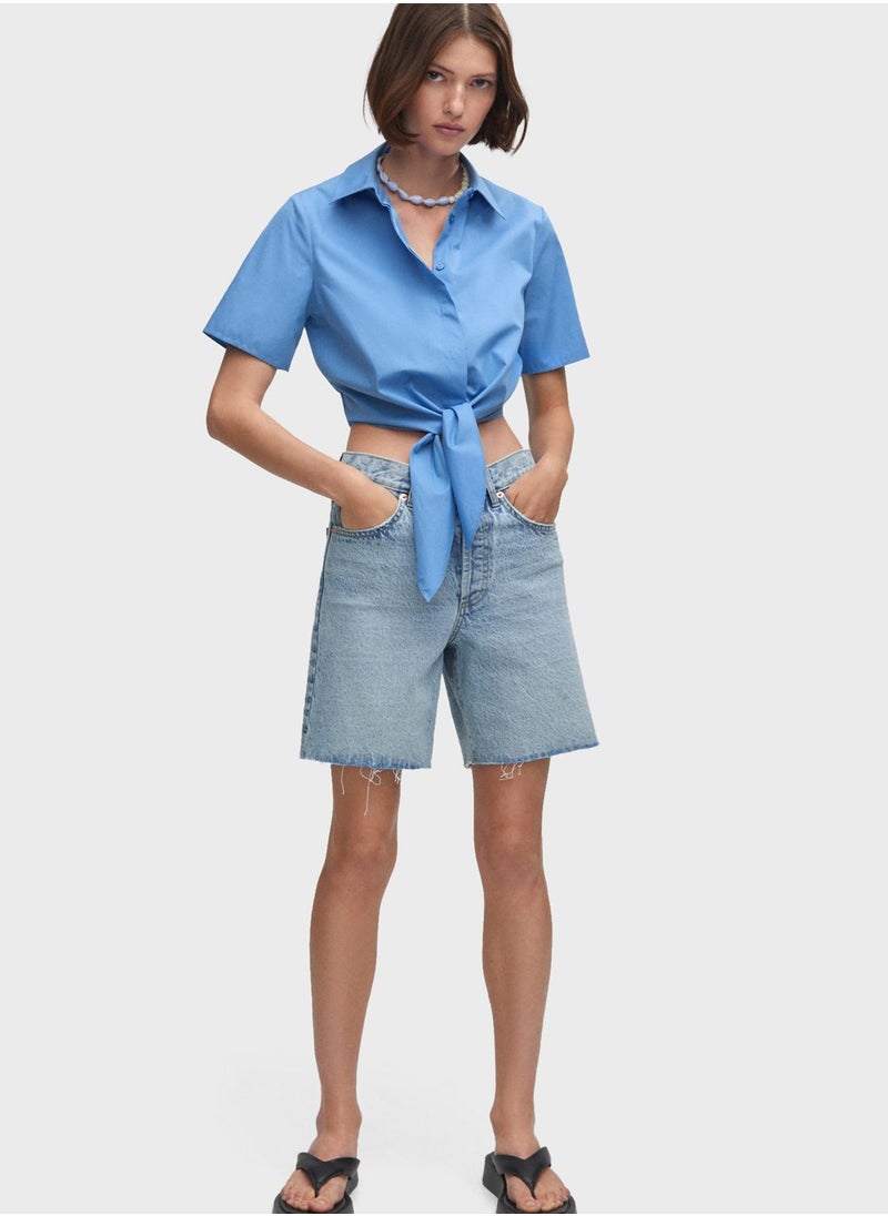 MANGO - Button Down Crop Top - Image 1