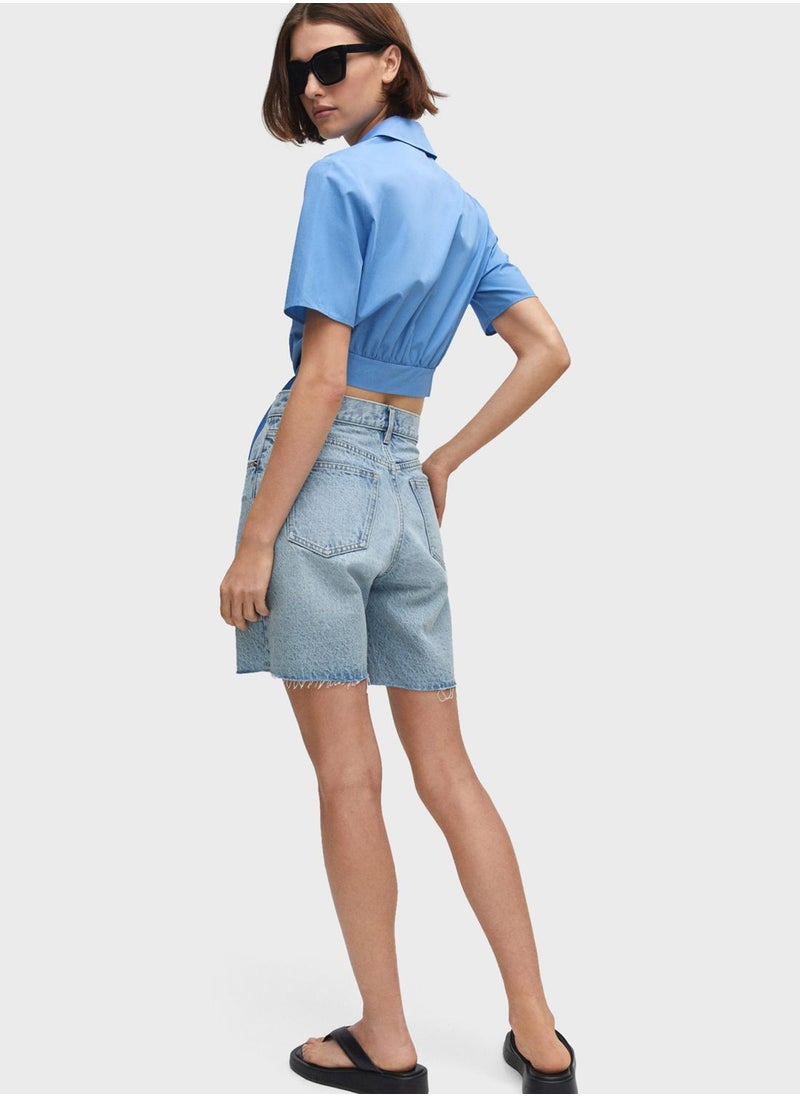 MANGO - Button Down Crop Top - Image 1