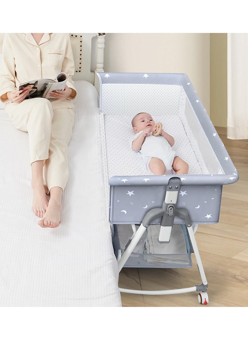 General Baby Bassinets Bedside Sleeper Adjustable Height Baby Portable Bedside Crib with Protective Net Wheels and Storage Basket Baby Bassinet Portable Folding Rocking Bassinet for Newborn Infant Bed Cradle  - Image 5