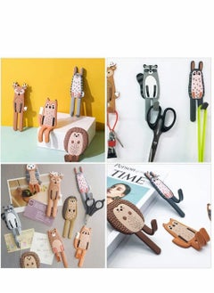 Excefore Multifunction Cartoon Animal Magnetic Refrigerator Hook Sticker, 4Pcs Refrigerator Traceless Hooks Fridge Magnet Hanging Hook White Board Lockers Surface (Fox + Hedgehog + Owl + Rabbit)  - Image 4
