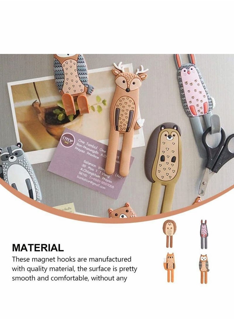 Excefore Multifunction Cartoon Animal Magnetic Refrigerator Hook Sticker, 4Pcs Refrigerator Traceless Hooks Fridge Magnet Hanging Hook White Board Lockers Surface (Fox + Hedgehog + Owl + Rabbit)  - Image 3