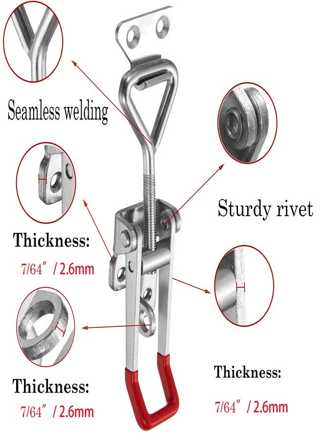 Accessbuy Toggle Latch Clamp 4002 Style,550Lbs Holding Capacity,Toggle Latches with Lock-Hole,Adjustable Heavy Duty Medium Latch for Smoker lid,ToolBox Cases and More (5.7inch) - Image 4