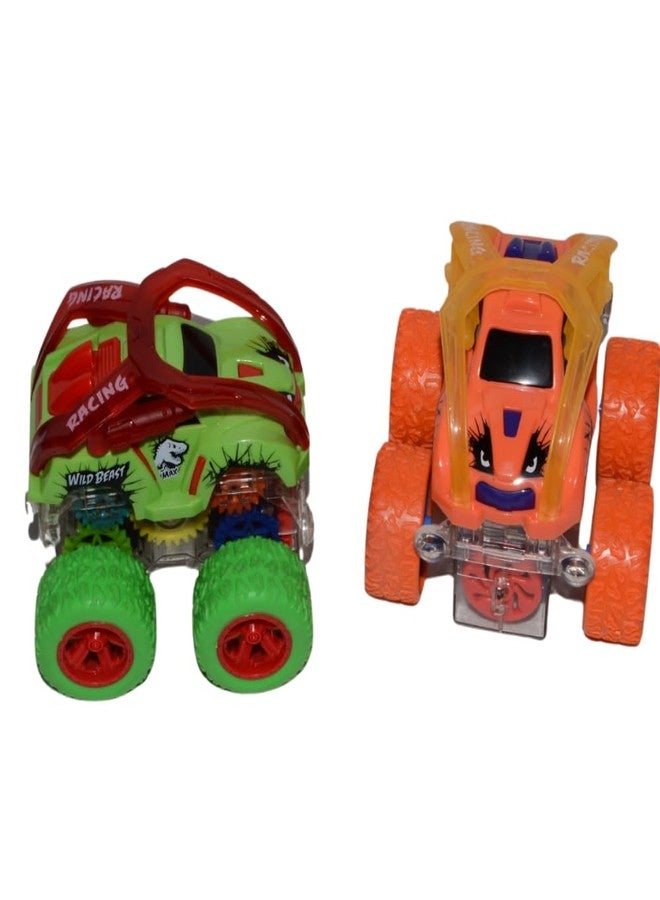 Crackles Toys 4Wd Push and Go Mini Monster Trucks Inertial 360 Degree Rotating Off-Road Climbing Vehicle| Toy Car For Kids & Toddlers Age 3 4 5 and Up (Set Of 2),Multicolor - Image 1