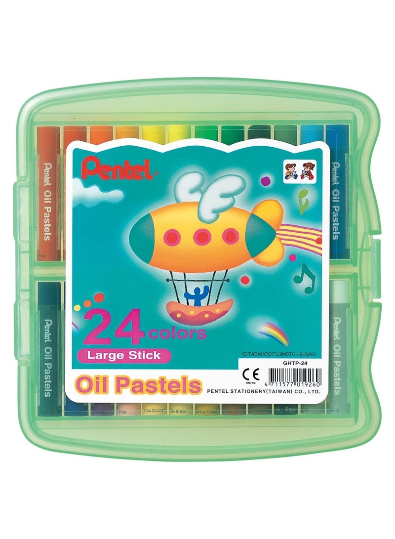 Pentel Large Stick Oil Pastels 24-Pieces Set in PP Case - Image 1