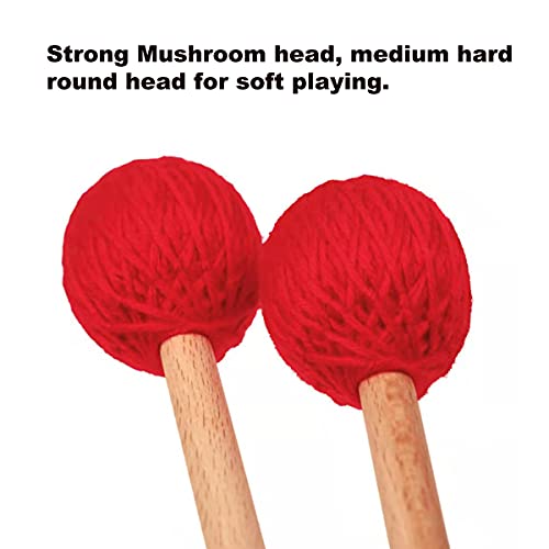 YUNNLEZT Medium Hard Red Yarn Marimba Mallets with Maple Handles for Percussion Marimba Playing - Image 2