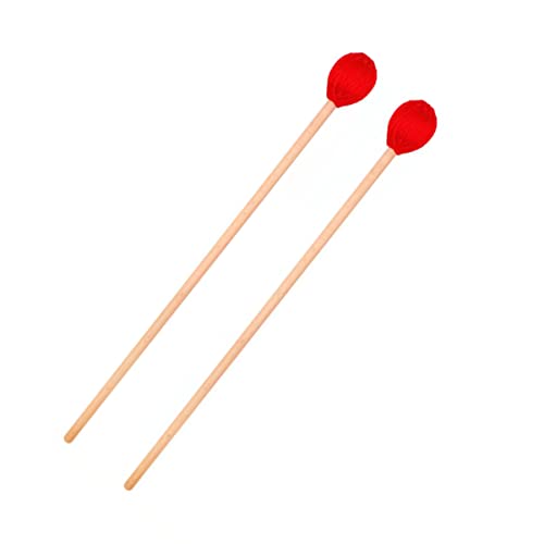 YUNNLEZT Medium Hard Red Yarn Marimba Mallets with Maple Handles for Percussion Marimba Playing - Image 1