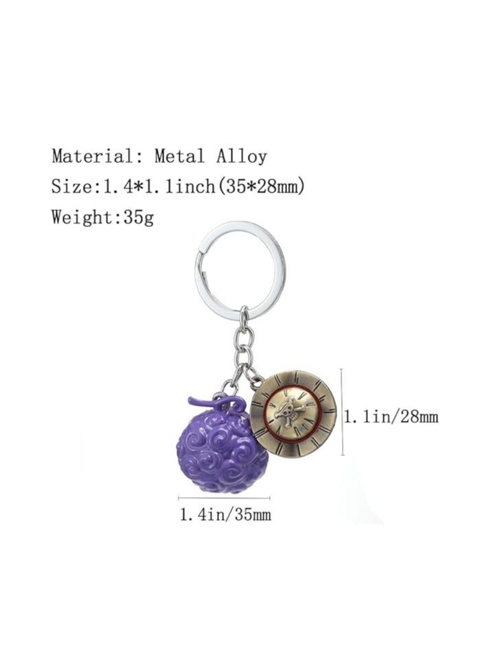 general Devil fruit keychain 4 pcs set, anime all the way to fly pieces Trafalgar law ace Zoro zinc alloy keychain pendant gift set - Image 2