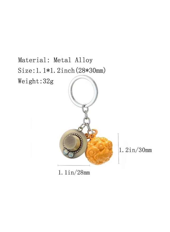 general Devil fruit keychain 4 pcs set, anime all the way to fly pieces Trafalgar law ace Zoro zinc alloy keychain pendant gift set - Image 4