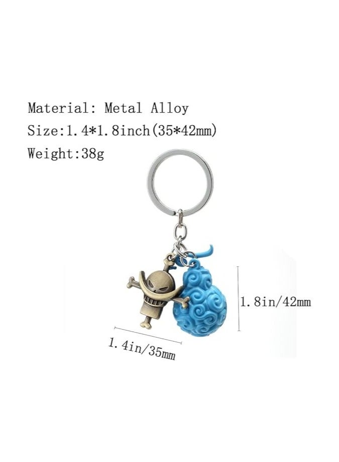 general Devil fruit keychain 4 pcs set, anime all the way to fly pieces Trafalgar law ace Zoro zinc alloy keychain pendant gift set - Image 5