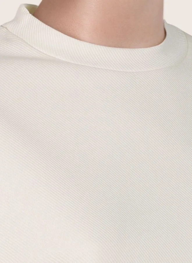 Freehand  Women Boxy Fit Solid Crew Neck Long Sleeve Cropped Sweatshirt  | Best Price UAE