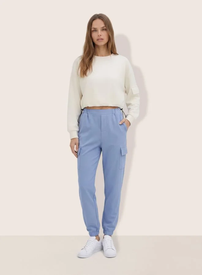 Freehand  Women Boxy Fit Solid Crew Neck Long Sleeve Cropped Sweatshirt  | Best Price UAE