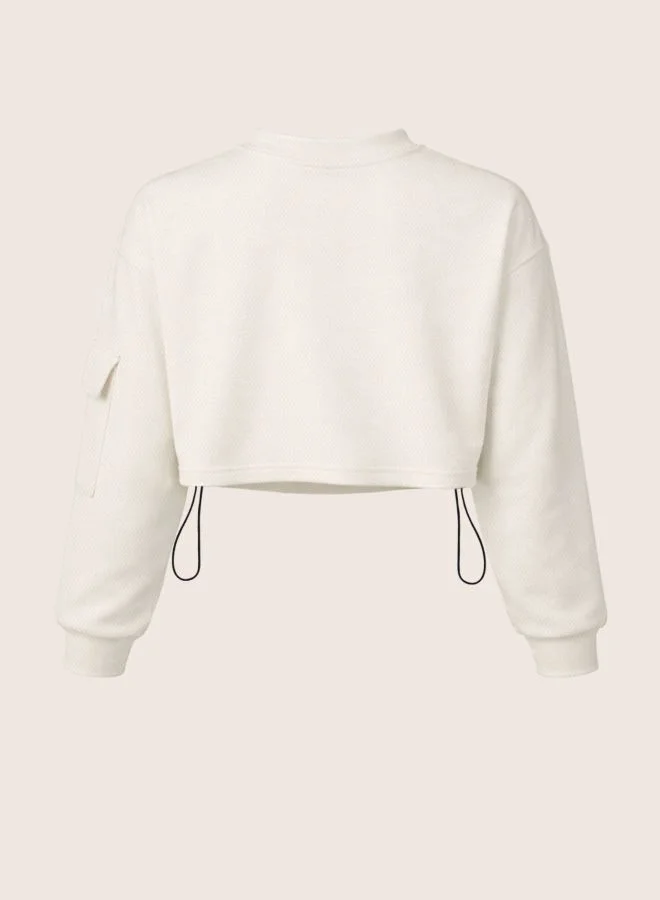 Freehand  Women Boxy Fit Solid Crew Neck Long Sleeve Cropped Sweatshirt  | Best Price UAE