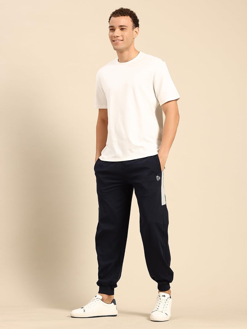 John Players Men's Cotton Joggers with Contrast Side Panel (JLB006M08_Blue_M) - Image 5