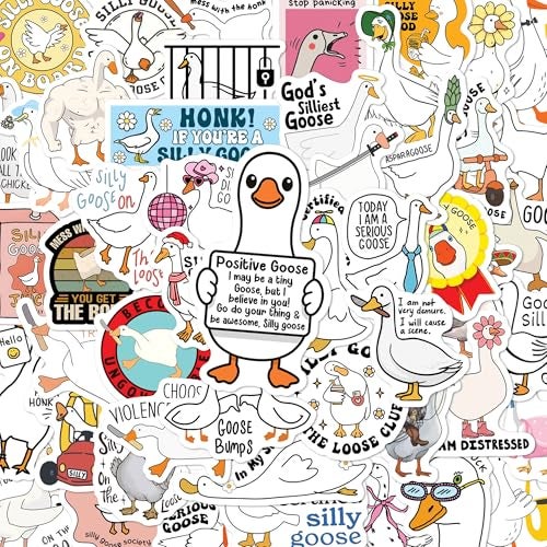 BEATRI Silly Goose Stickers 50Pcs Certified Silly Goose Meme Vinyl Waterproof Decor Party Favors for Laptop Water Bottle Skateboard Travel Gear NonRepeating Decals HighDefinition Print - Image 1
