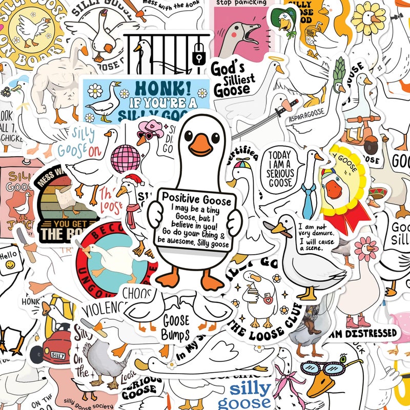 BEATRI Silly Goose Stickers 50Pcs Certified Silly Goose Meme Vinyl Waterproof Decor Party Favors for Laptop Water Bottle Skateboard Travel Gear NonRepeating Decals HighDefinition Print - Image 2