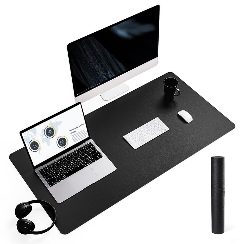 YSAGi Non-Slip Leather Desk Pad L Size, Waterproof Laptop Computer Desk Keyboard Mat, Table Protector Blotter Mat, Large Mouse Pad for Office/Work/Home/Decor(Black, 35.4" x 17") - Image 1