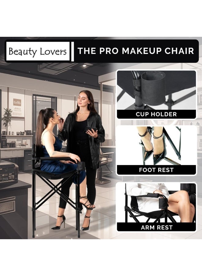BLC Tall Foldable Director Chair, Aluminum Collapsible Lightweight Portable Makeup Chair with Carrying Bag, Makeup Artist Chair for Bedroom, Studio, Salon and Outdoor Activities - Image 3