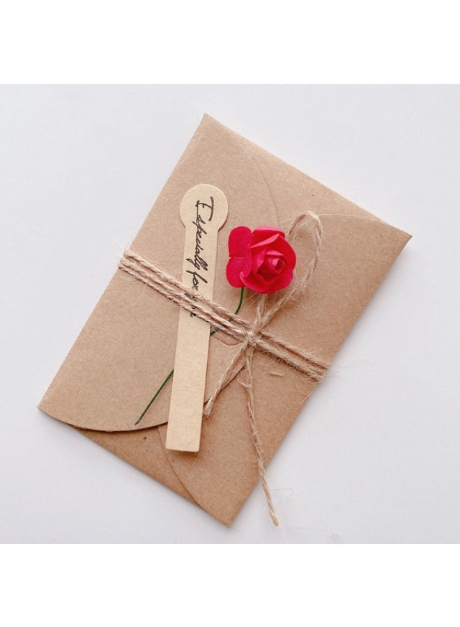 Generic Creative and simple DIY gift card handmade dried flower greeting card with kraft paper envelope jute rope birthday wedding gift (sunflower, lavender, red rose, white calla lily, purple carnation, 5 pieces)  - Image 4