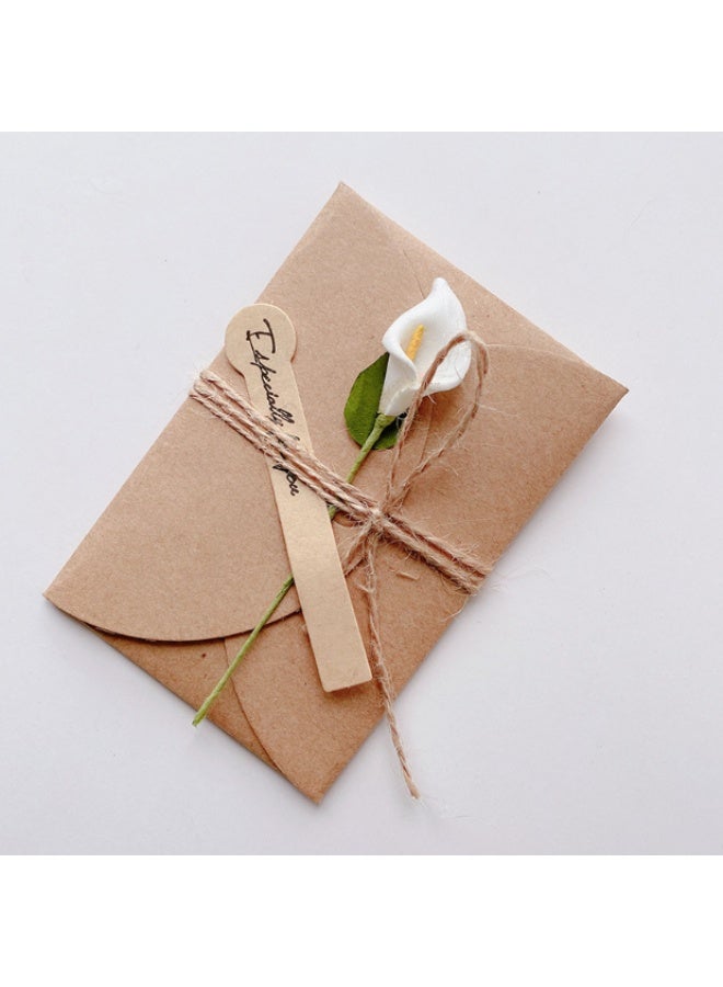 Generic Creative and simple DIY gift card handmade dried flower greeting card with kraft paper envelope jute rope birthday wedding gift (sunflower, lavender, red rose, white calla lily, purple carnation, 5 pieces)  - Image 3