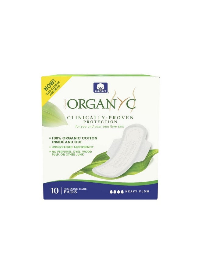 Organyc 100% Certified Organic Cotton Feminine Pads, Sanitary Napkin, Heavy Flow, 10 Count - Image 2