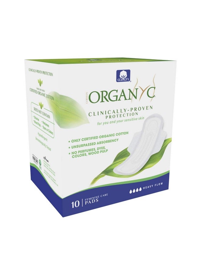 Organyc 100% Certified Organic Cotton Feminine Pads, Sanitary Napkin, Heavy Flow, 10 Count - Image 1