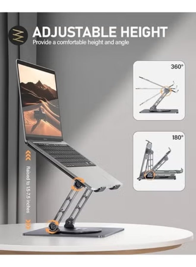 حامل لابتوب قابل للتعديل بقاعدة دوارة 360 درجة – قابل للطي ومحمول – مناسب لأجهزة حتى 16 بوصة – رمادي - Image 5