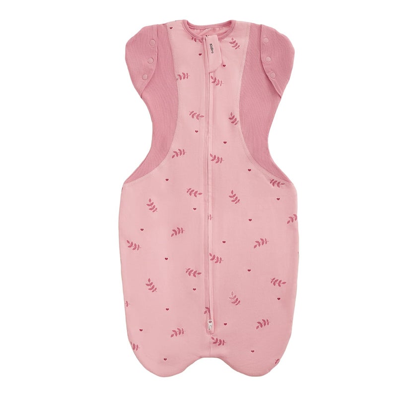 KIDIRA Transition Swaddle Sleep Sack, 3-6 Months, 12-18 lb, Arms in/Out, 2-Way Zipper, Moisture-Wicking Fabric, Improves Sleep, Snug Fit, Helps Calm Startle Reflex (Pink Print) - Image 1