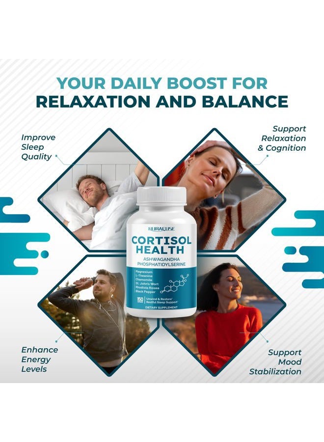 NURAFUSE CORTISOL Health Ashwagandha 15-in-1 Supplement with Magnesium Phosphatidylserine L-Theanine Chamomile Rhodiola Rosea Licorice Holy Basil - Made in The USA - Image 5