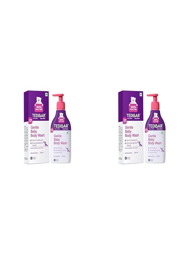 Tedibar Rich Moisturising Baby Body Wash 250ml with Skin Friendly PH | 100% Soap & Alkali Free | Prevents Dryness & Rahses | Dermatologically Tested | - By Torrent Pharma (Pack of 2) - Image 1