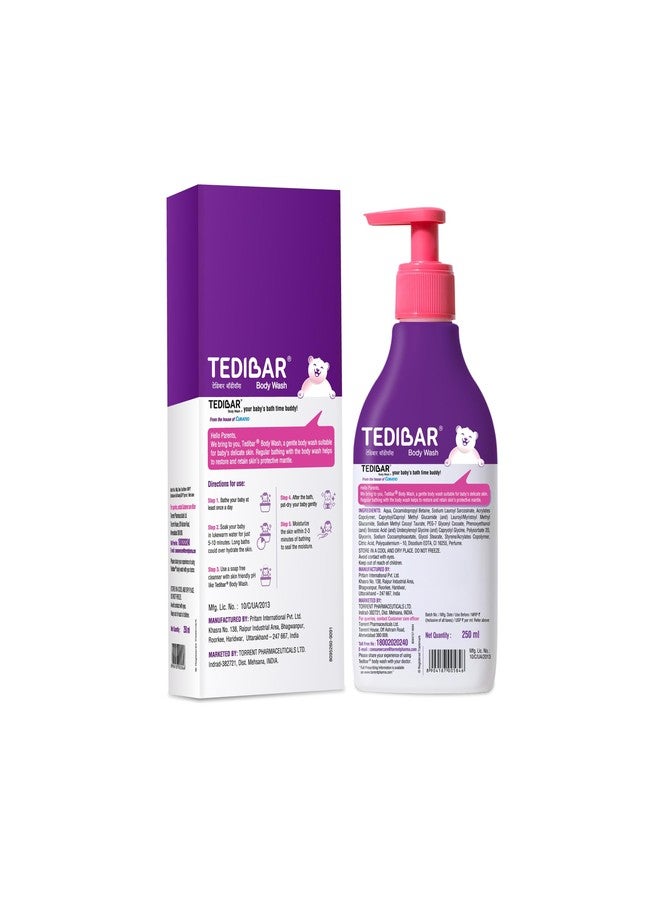 Tedibar Rich Moisturising Baby Body Wash 250ml with Skin Friendly PH | 100% Soap & Alkali Free | Prevents Dryness & Rahses | Dermatologically Tested | - By Torrent Pharma (Pack of 2) - Image 3